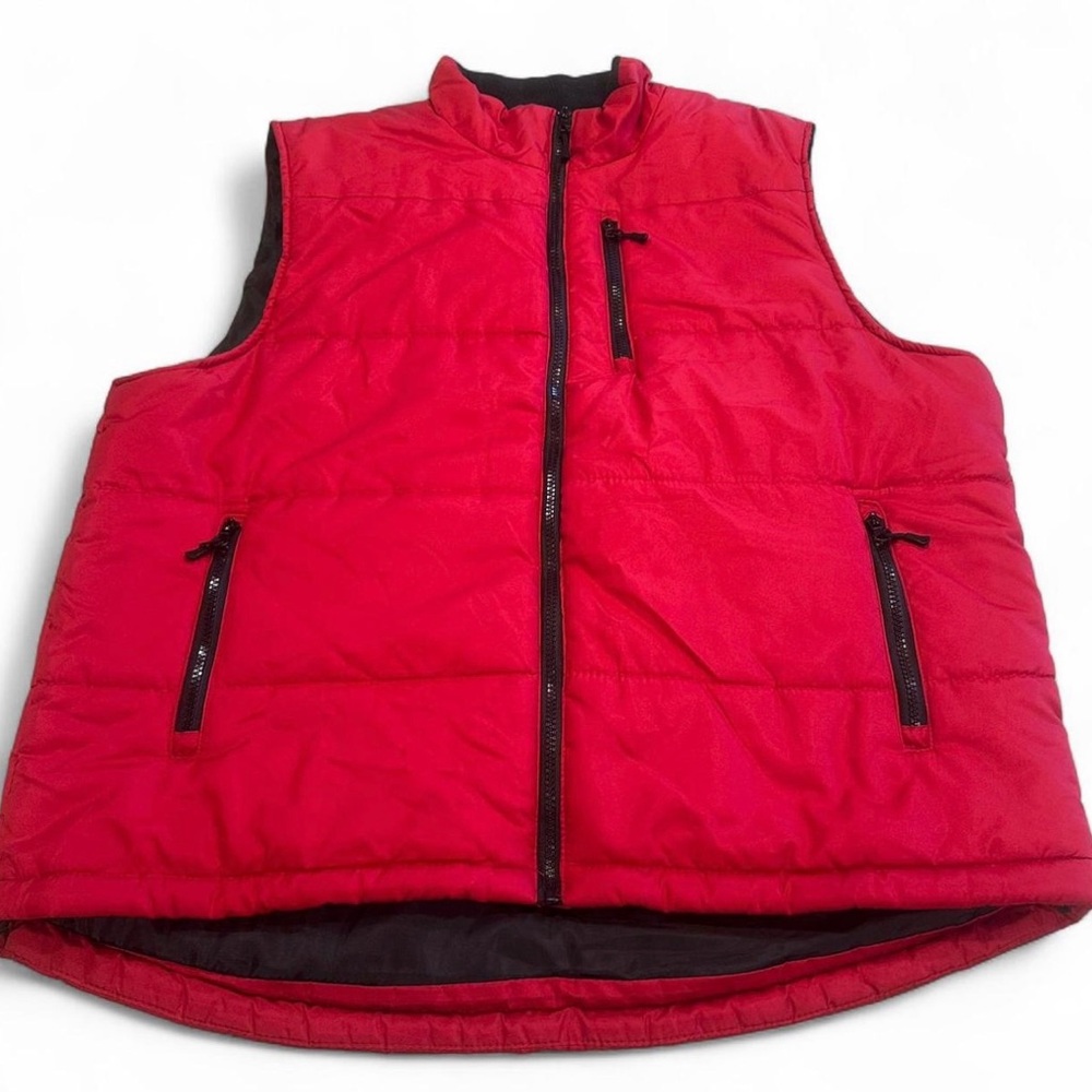 Outdoor Life Puffer Vest Men's XL Red Black  Full Zip Pockets Gorpcore Lined EUC